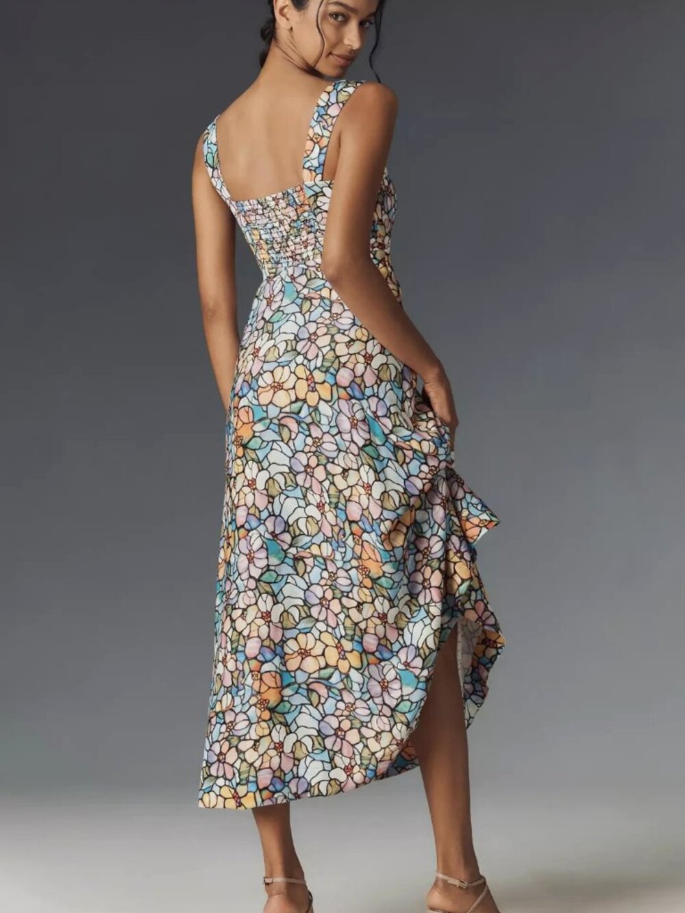 Anthropologie Maeve The Jocelyn Sleeveless Slip Midi Dress Stained Glass M NWT - Picture 3 of 10